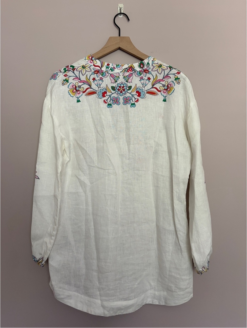 Boden Linen Floral V-Neck Long Sleeve Tunic - Picture 2 of 5